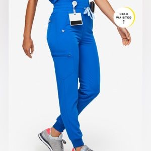 Figs High Waisted Zamora Petite Jogger Scrub Pants Royal Blue Small